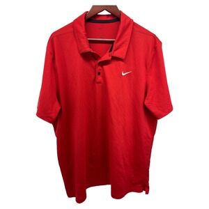 Nike Dri-Fit Mens 2XL Red Athletic Polo Shirt